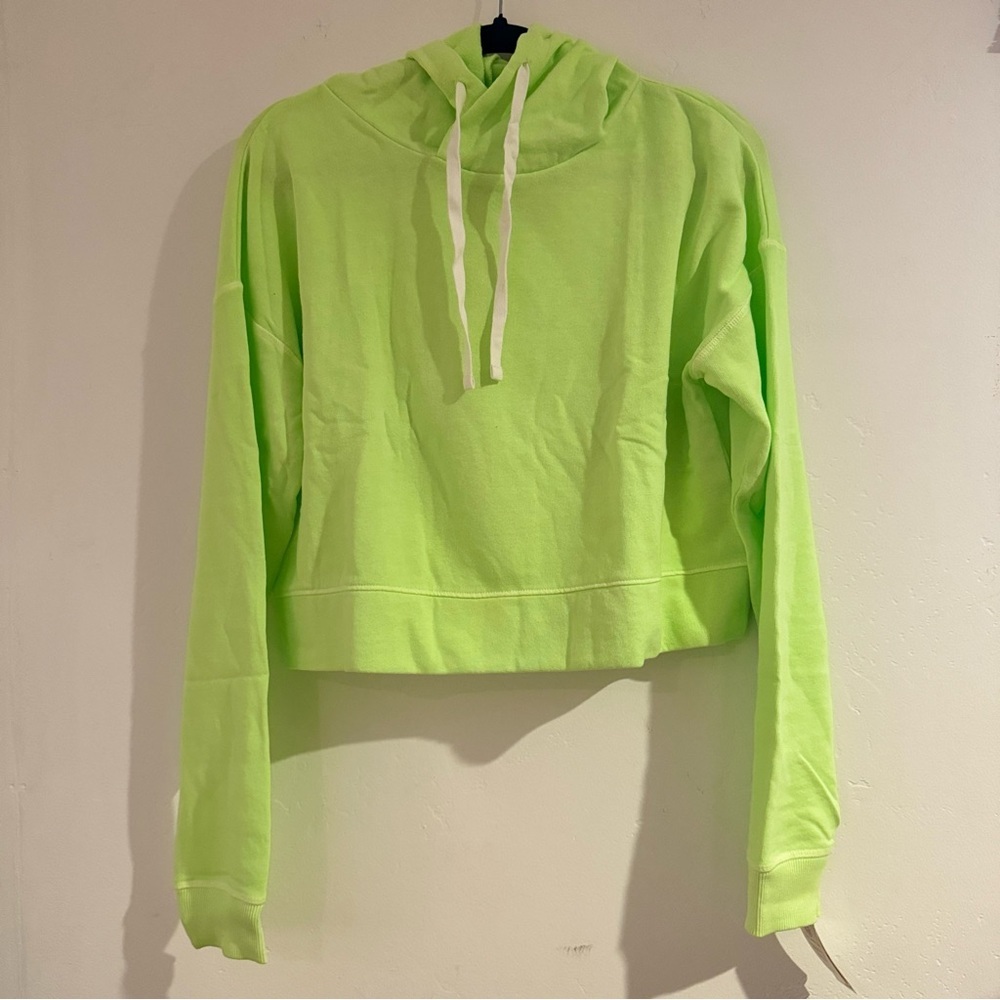 SO The Lounge Life Junior's Cropped Hoodie - Spring Lime/ Neon, Size Large
